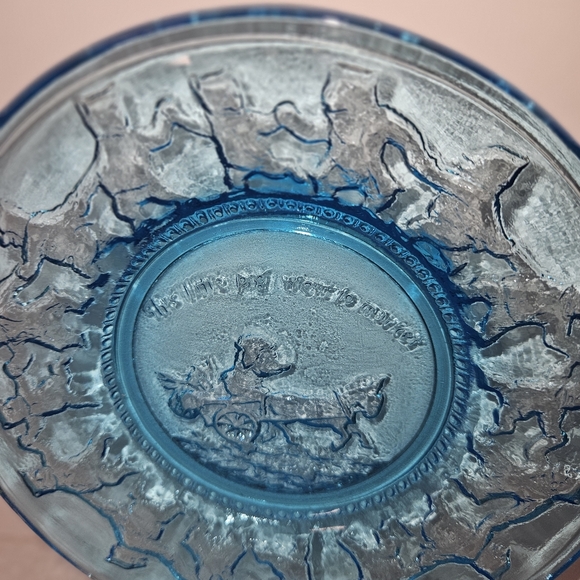 Tiara Indiana Blue Glass Nursery Rhyme Salad/ Desert/ Luncheon Plate set of 4 - Picture 13 of 14